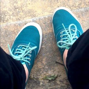 Blue Vans with Teal Laces